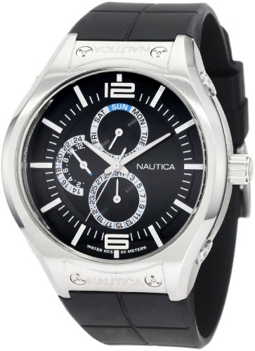 腕時計 ノーティカ メンズ Nautica Men's N19558G NMC 200 Multifunction Black Steel Watch