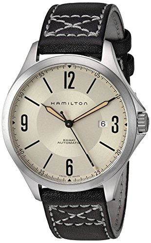腕時計 ハミルトン メンズ Hamilton Men's Automatic Khaki Aviation Ivory Dial Leather Strap Watch