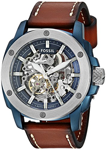 腕時計 フォッシル メンズ Fossil Men's Automatic Stainless Steel and Leather Casual Watch, Color:Bro