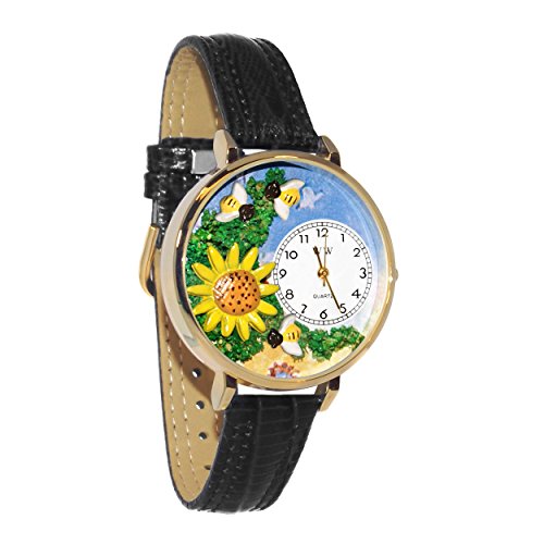 腕時計 気まぐれなかわいい プレゼント Whimsical Gifts Women's Sunflower 3D Watch Gold Finish