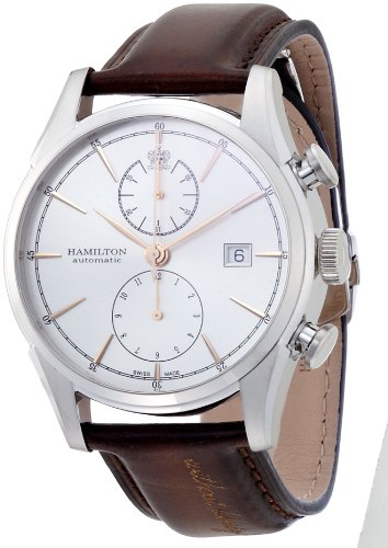 腕時計 ハミルトン メンズ Hamilton Jazzmaster White Dial SS Leather Chrono Automatic Men's Watch H32