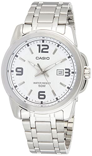 腕時計 カシオ メンズ Casio Men's MTP1314D-7AV Silver Stainless-Steel Quartz Watch with White Dial
