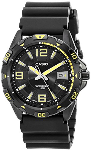 腕時計 カシオ メンズ Casio #MTD1065B-1A2V Men's Resin Band Black IP Black Dial Sports Dive Watch