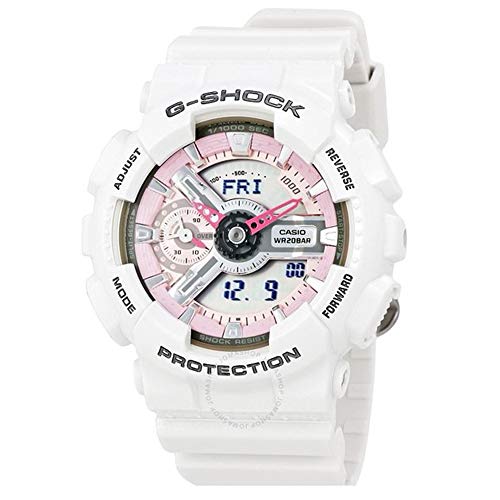 腕時計 カシオ レディース Casio G-Shock Pink and Gray Dial White Resin Quartz Ladies Watch GMAS110MP