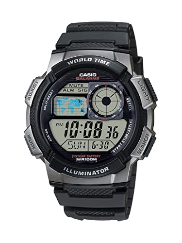 腕時計 カシオ メンズ Casio Men's AE1000W-1BVCF Silver-Tone and Black Digital Sport Watch with Black R