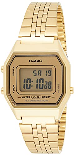 腕時計 カシオ レディース Casio Ladies Mid-Size Gold Tone Digital Retro Watch LA-680WGA-9DF