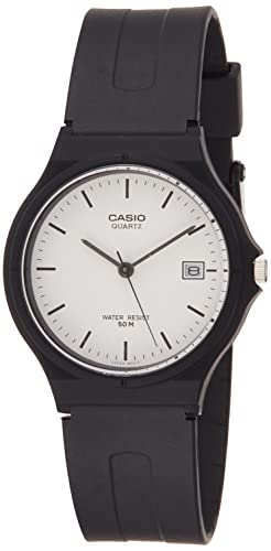 腕時計 カシオ メンズ Casio Unisex MW59-7EV Black Resin Quartz Watch with White Dial
