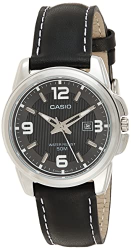 腕時計 カシオ レディース Casio Women's LTP1314L-8AV Black Leather Quartz Watch with Black Dial