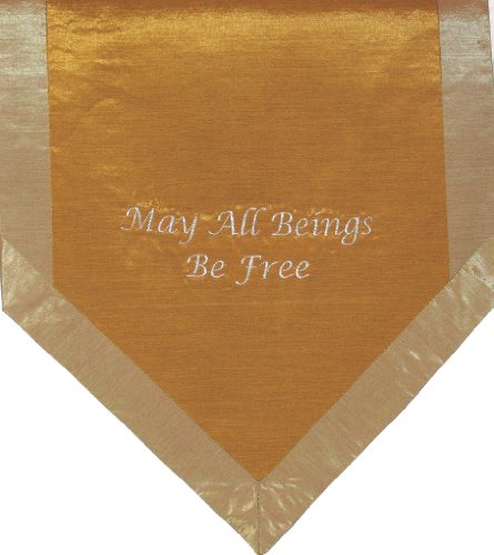 ヨガ フィットネス Altar Cloth Or Wall Hangings - Embroidered - May All Beings Be Free - Iridescent Gol