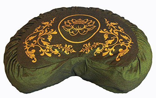 ヨガ フィットネス Boon Decor Meditation Cushion Zafu Lotus Enlightenment Sacred Symbol (Crescent Green