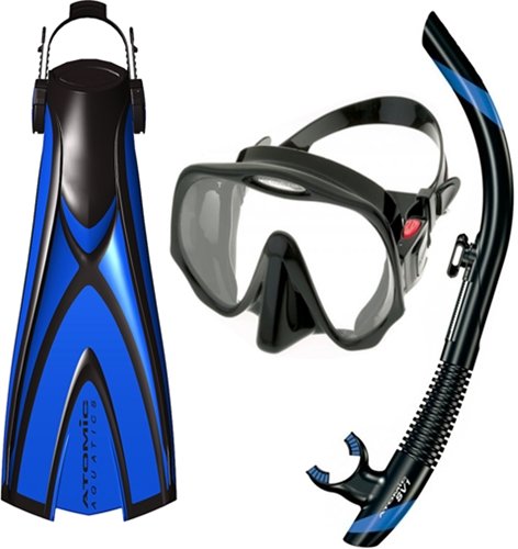 シュノーケリング マリンスポーツ Atomic Pro Package - X1 Open Heel Blade Fin, SV1 Snorkel and Fr