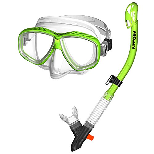 シュノーケリング マリンスポーツ 285890-Green, Snorkeling Purge Mask and Dry Snorkel Combo Set
