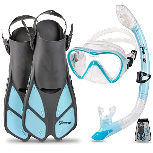 シュノーケリング マリンスポーツ Seavenger Diving Dry Top Snorkel Set with Trek Fin, Single Lens