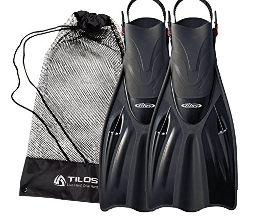 シュノーケリング マリンスポーツ Tilos Getaway Snorkeling Fins Open Heel Fins (Black, S/M (4.5 -