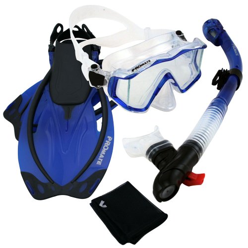 シュノーケリング マリンスポーツ Promate 9990, Trans. Blue, S/M, Snorkeling Scuba Dive Panoramic