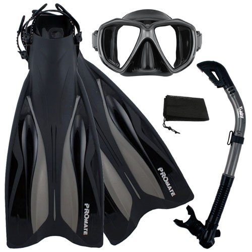 シュノーケリング マリンスポーツ Promate Deluxe Snorkeling Gear Scuba Diving Fins Mask Dry Snork
