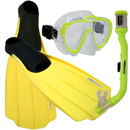 シュノーケリング マリンスポーツ Promate Junior Snorkeling Scuba Dive Mask Dry Snorkel Full Foot