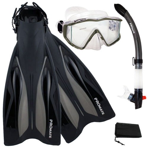 シュノーケリング マリンスポーツ PROMATE Deluxe Side-View Mask Semi-Dry Snorkel Snorkeling Fins