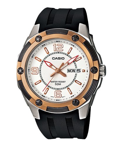 腕時計 カシオ メンズ Casio Men's Core MTP1327-7A1V Black Resin Quartz Watch with White Dial
