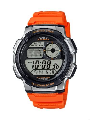 腕時計 カシオ メンズ Casio Men's '10-Year Battery' Quartz Resin Casual Watch, Color:Orange (Model: AE