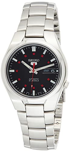 腕時計 セイコー メンズ Seiko Men's 5' Japanese Automatic Stainless Steel Casual Watch, Color: Black