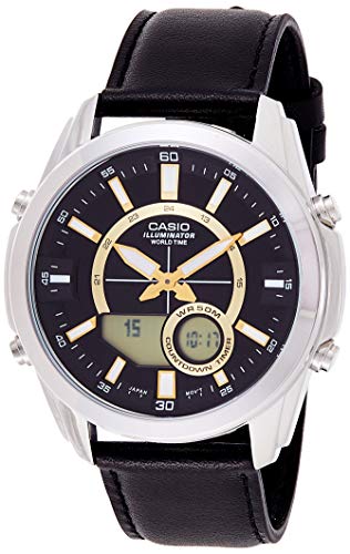 腕時計 カシオ メンズ Casio AMW810L-1A Black Leather Active Dial Watch