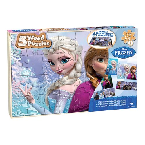 アナと雪の女王 アナ雪 ディズニープリンセス Disney Frozen 5 Wood Puzzles in Wooden Storage