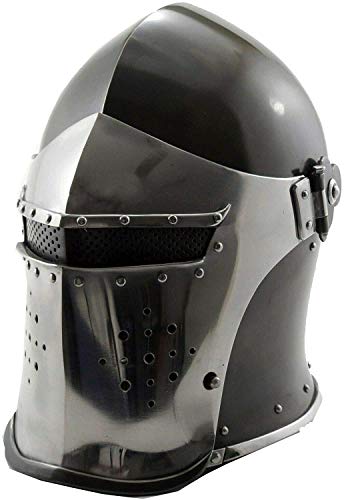 海外正規品 並行輸入品 アメリカ直輸入 Viking Visored Barbuta Battle Knight Helmet Black Mediev