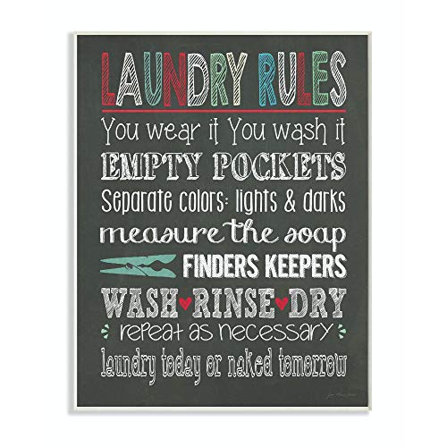 壁飾り インテリア タペストリー Stupell Home D?cor Laundry Rules Typography Chalkboard Bathroom