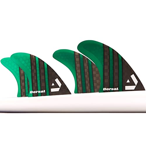 サーフィン フィン マリンスポーツ DORSAL Surfboard Fins Quad 4 Set Future Compatible Green Mediu