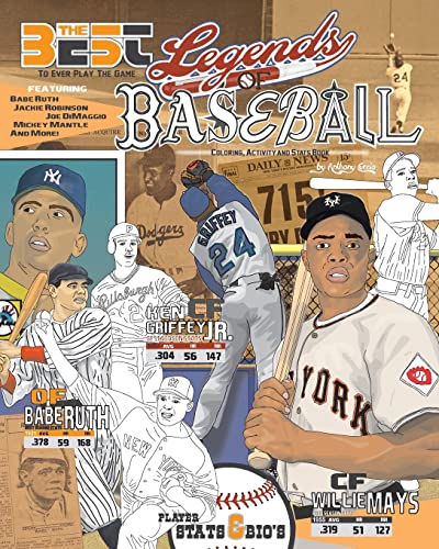 海外製絵本 知育 英語 Legends of Baseball: Coloring, Activity and Stats Book for Adults and Kids: feat