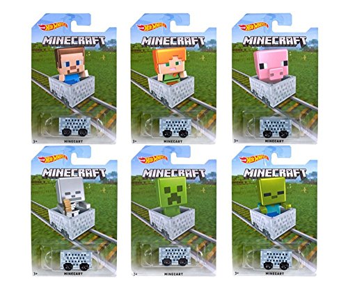 ホットウィール マテル ミニカー Hot Wheels 1:64 Minecraft Minecart (Assorted Character Cards) 6PC