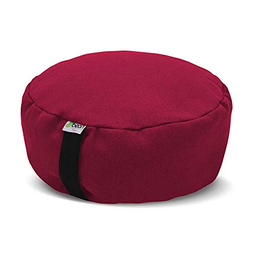 ヨガ フィットネス Bean Products Zafu Meditation Cushion, Round, Hemp Cranberry - Filled With Organic B
