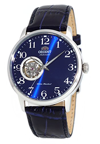 腕時計 オリエント メンズ ORIENT Classic MechanicalEsteem Open Heart Blue Sunray Leather Watch RA-