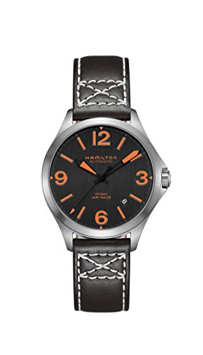 腕時計 ハミルトン レディース Hamilton Khaki Aviation Black Dial Leather Strap Men's Watch H762357