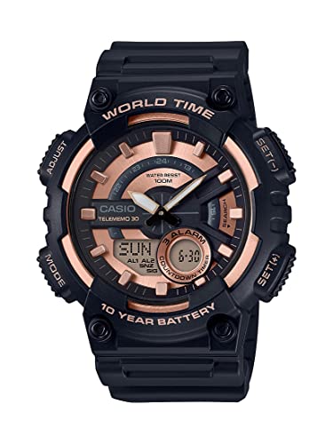 腕時計 カシオ メンズ Casio Men's AEQ-110W-1A3V Telememo Analog-Digital Display Quartz Black Watch