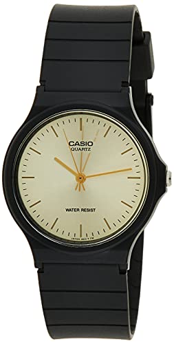 腕時計 カシオ メンズ Casio Men's MQ24-9E Black Resin Quartz Watch with Gold Dial