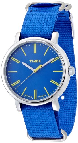 腕時計 タイメックス レディース Timex Quartz Brass and Nylon Watch, Color:Blue (Model: T2P362)