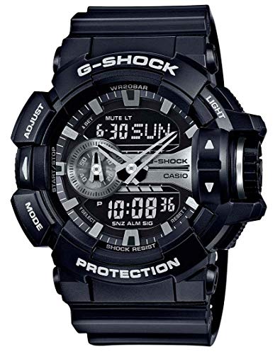 腕時計 カシオ メンズ Casio G-Shock Black and Silver-Tone Dial Resin Quartz Men's Watch GA400GB-1A