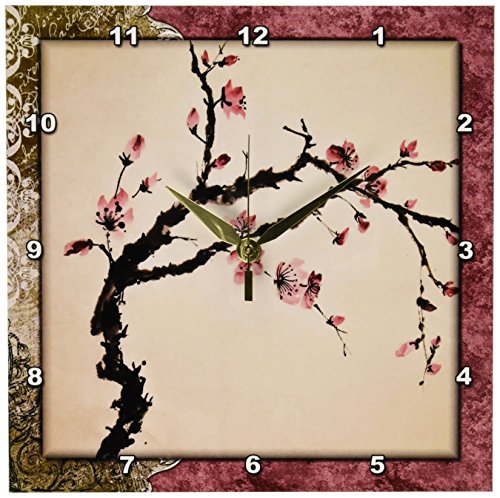 壁掛け時計 インテリア 海外モデル 3dRose LLC Elegant Chinese Flowers 10 by 10-Inch Wall Clock