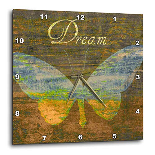 壁掛け時計 インテリア 海外モデル 3dRose DPP_43951_2 Bronze Dream Butterfly- Inspirational Words