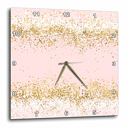 壁掛け時計 インテリア 海外モデル 3dRose PS Glam - Image of Blush Pink Gold Confetti Dots - 10x1