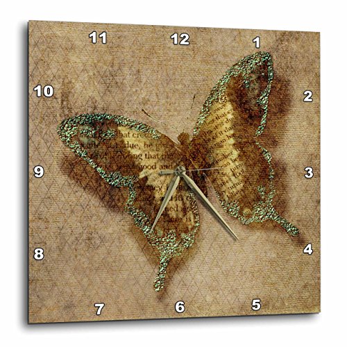 壁掛け時計 インテリア 海外モデル 3dRose Beige Inspirational Butterfly - Whimsical Art - Nature