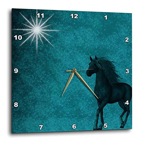 壁掛け時計 インテリア 海外モデル 3dRose Beautiful Horse Aqua Grunge Sky - Wall Clock, 10 by 10-