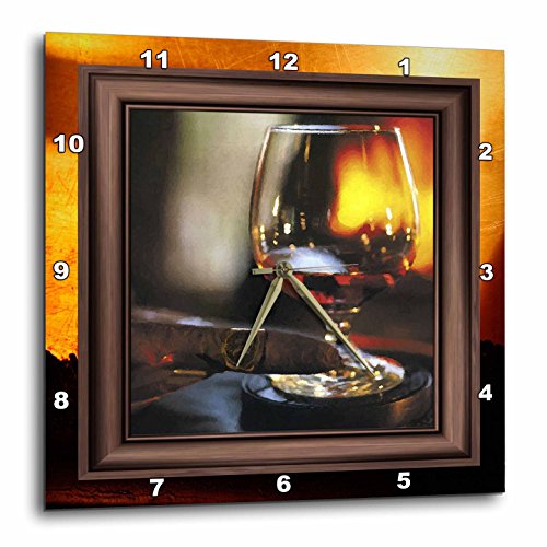 壁掛け時計 インテリア 海外モデル 3dRose DPP_21248_3 Cognac and Cuban Cigar-Wall Clock, 15 by 15