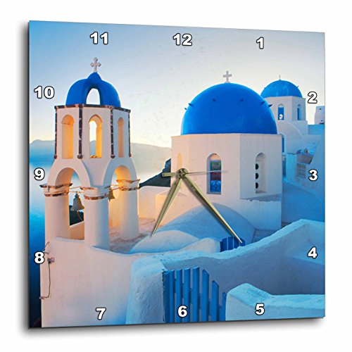 壁掛け時計 インテリア 海外モデル 3dRose EvaDane - Travel - Greek Church Domes - 13x13 Wall Cloc