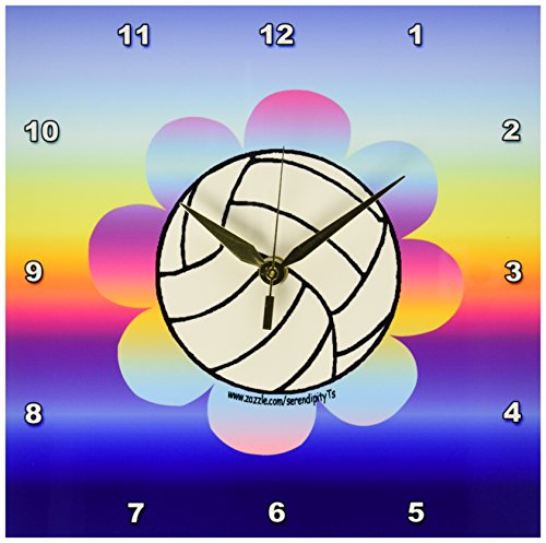 壁掛け時計 インテリア 海外モデル 3dRose dpp_12405_1 Volleyball Flower on Rainbow Wall Clock, 10