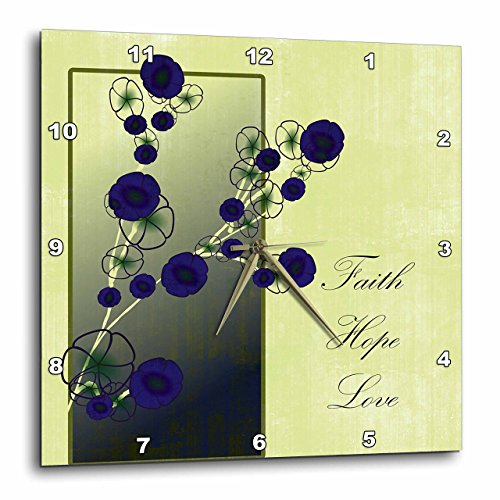 壁掛け時計 インテリア 海外モデル 3dRose Inspirational Faith, Hope and Love Purple Flowers - Wal