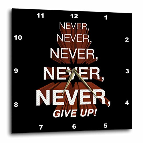 壁掛け時計 インテリア 海外モデル 3dRose Winston Churchill Motivational Quote. Never, Give Up. -