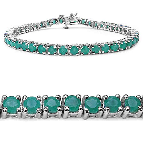 Bonyak Jewelry ブレスレット ジュエリー Bonyak Jewelry Genuine Round Emerald Bracelet in Sterling Si